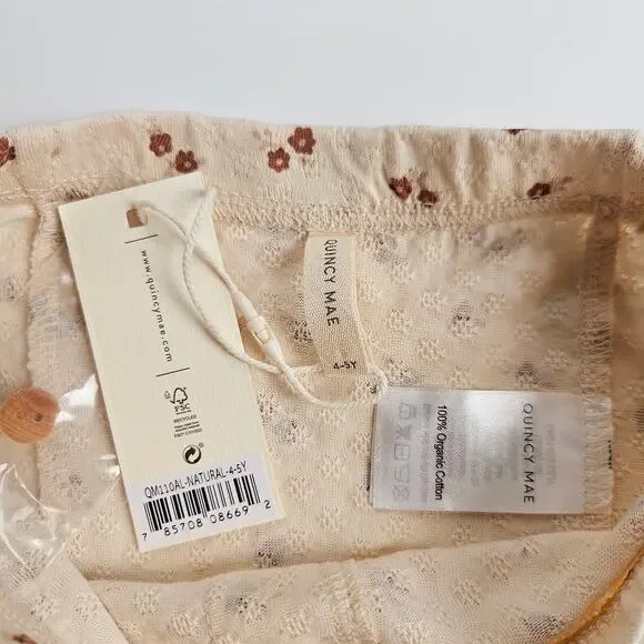 NWT Quincy Mae Petite Floral Pointelle Leggings Size 4-5Y - Picture 4 of 4